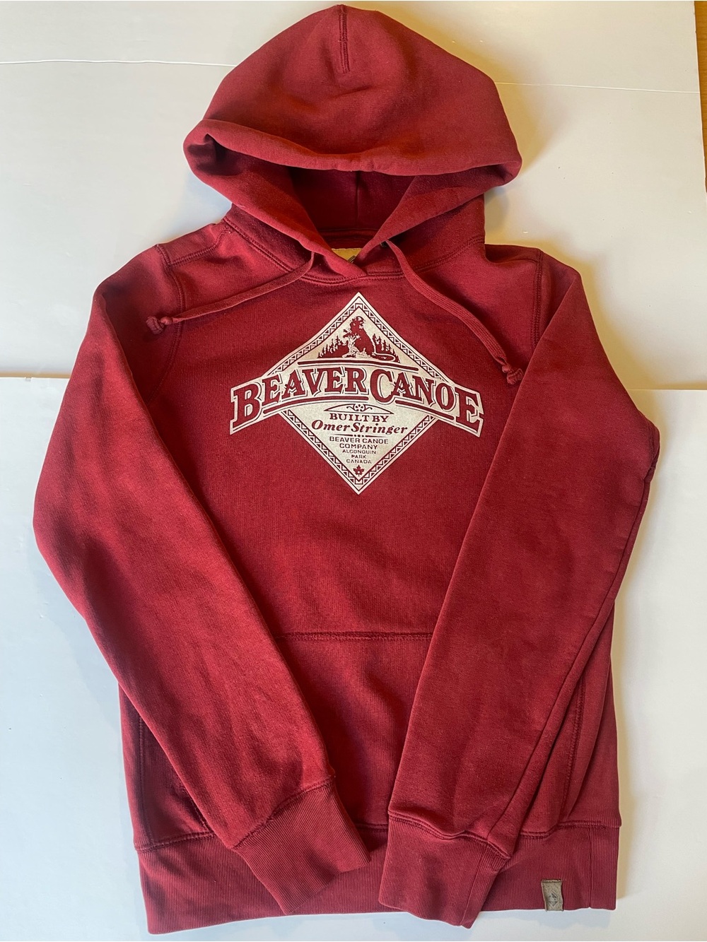 : Beaver Canoe Roots Canada Heritage Diamond Logo Hoodie Burgundy Women's XS